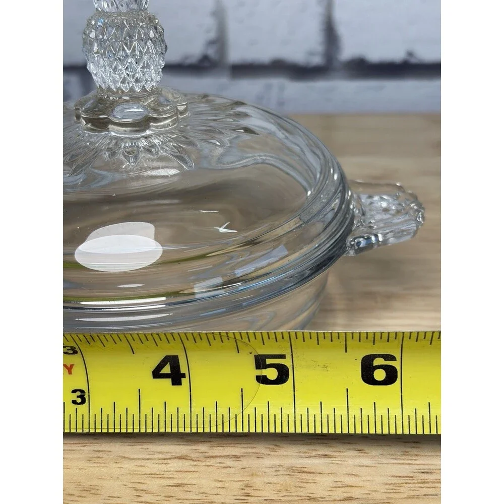 Heisey Glass Plantation Pineapple Round Covered Butter Dish + Punch Cup Vintage